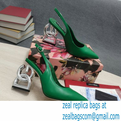 Dolce  &  Gabbana Heel 10.5cm Slingbacks Green with DG Heel 2022